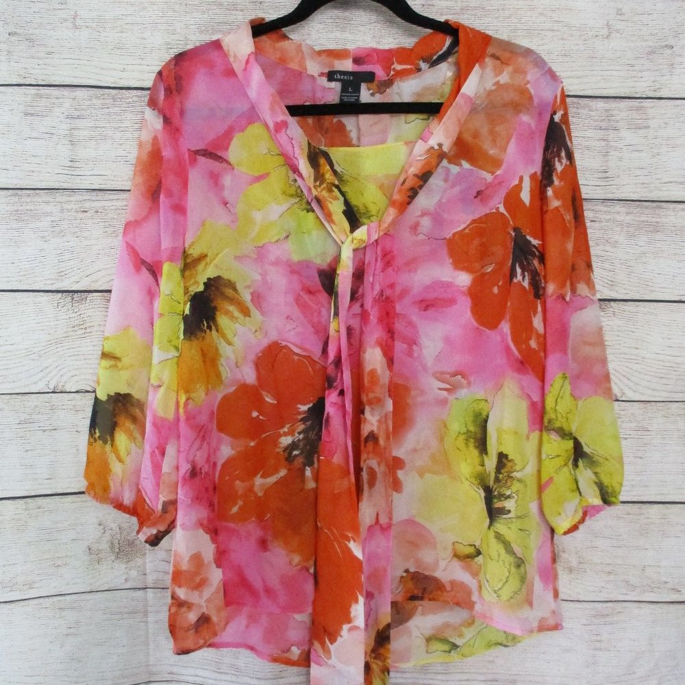 thesis sheer floral summer blouse
